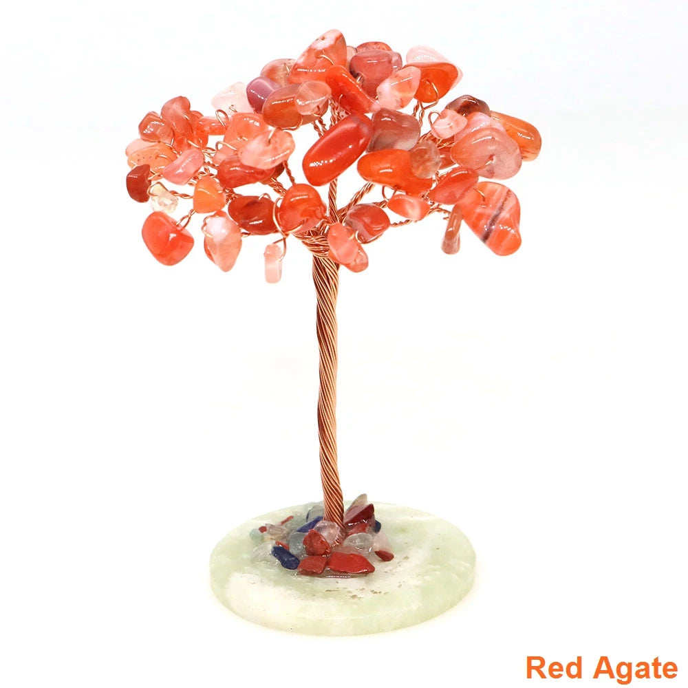 Crystal Money Tree Natural Crystal Healing Stone Reiki Quartz Gemstones Copper Wire Plant Gift