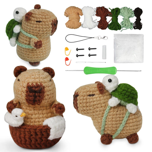 Capybara DIY Crochet Kits, Cute Animal Crochet Craft Kit Set for Beginners