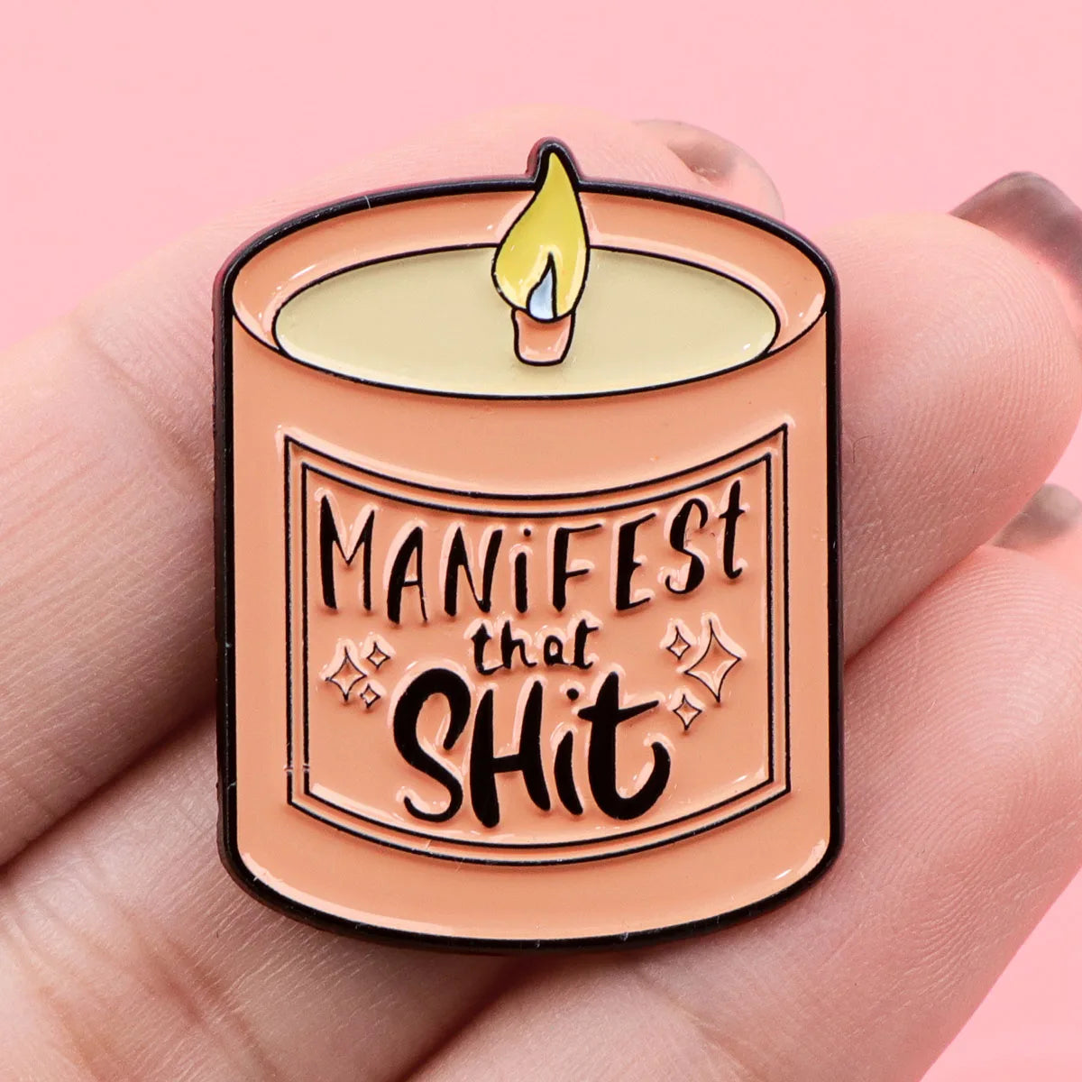 Motivational Manifestation Candle Funny Enamel Brooch Lapel Pin Badge  Gift Manifest