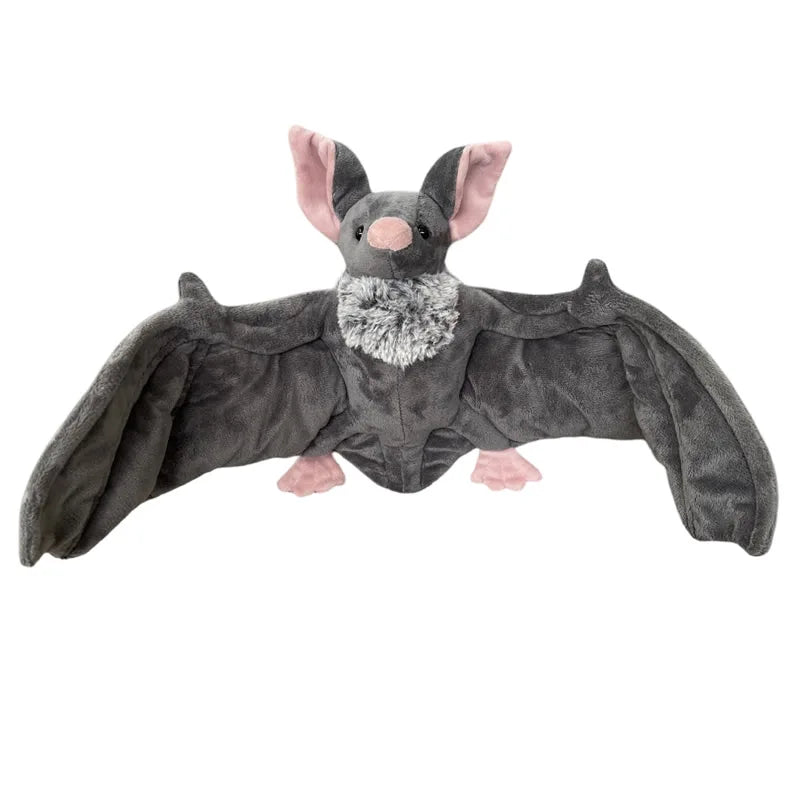 25cm Cute Grey Bat Plush Soft Toy with Posable Wings