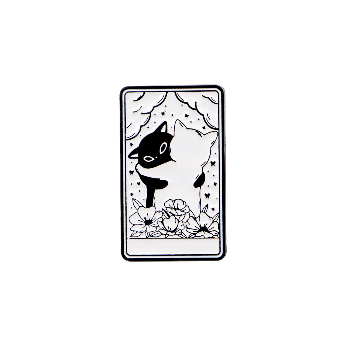 Mystic Black White Cats Tarot Card Design Enamel Pin Badges Moon Sun Strength Fortune Cat