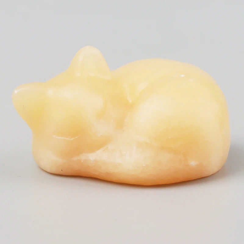 Crystal Sleeping Cat Figurines – Hand-Carved Natural Stone Animal Cats Figures for Chakra Energy Healing & Home Décor