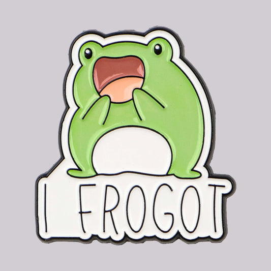 I Frogot Funny Silly Frog Enamel Brooch Lapel Pin Badge Novelty Gift